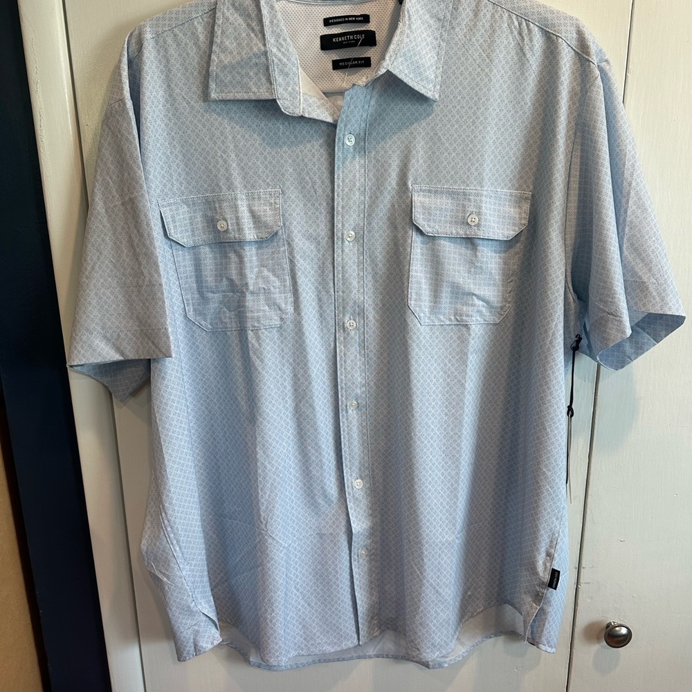 Kenneth Cole Light Blue Patterned Casual Shirt